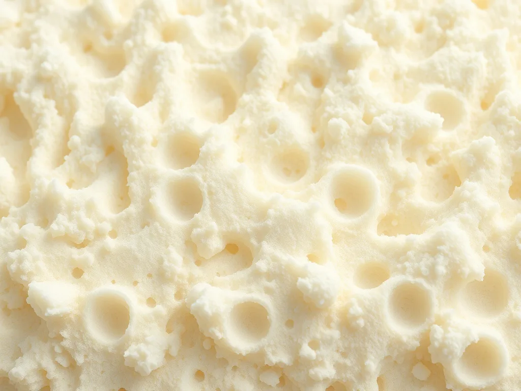 Close-up texture of cured spray foam insulation material