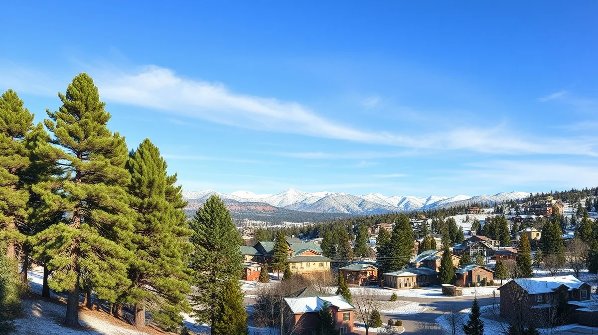 Ponderosa pine forest surrounding homes in the White Mountains near Show Low, Arizona